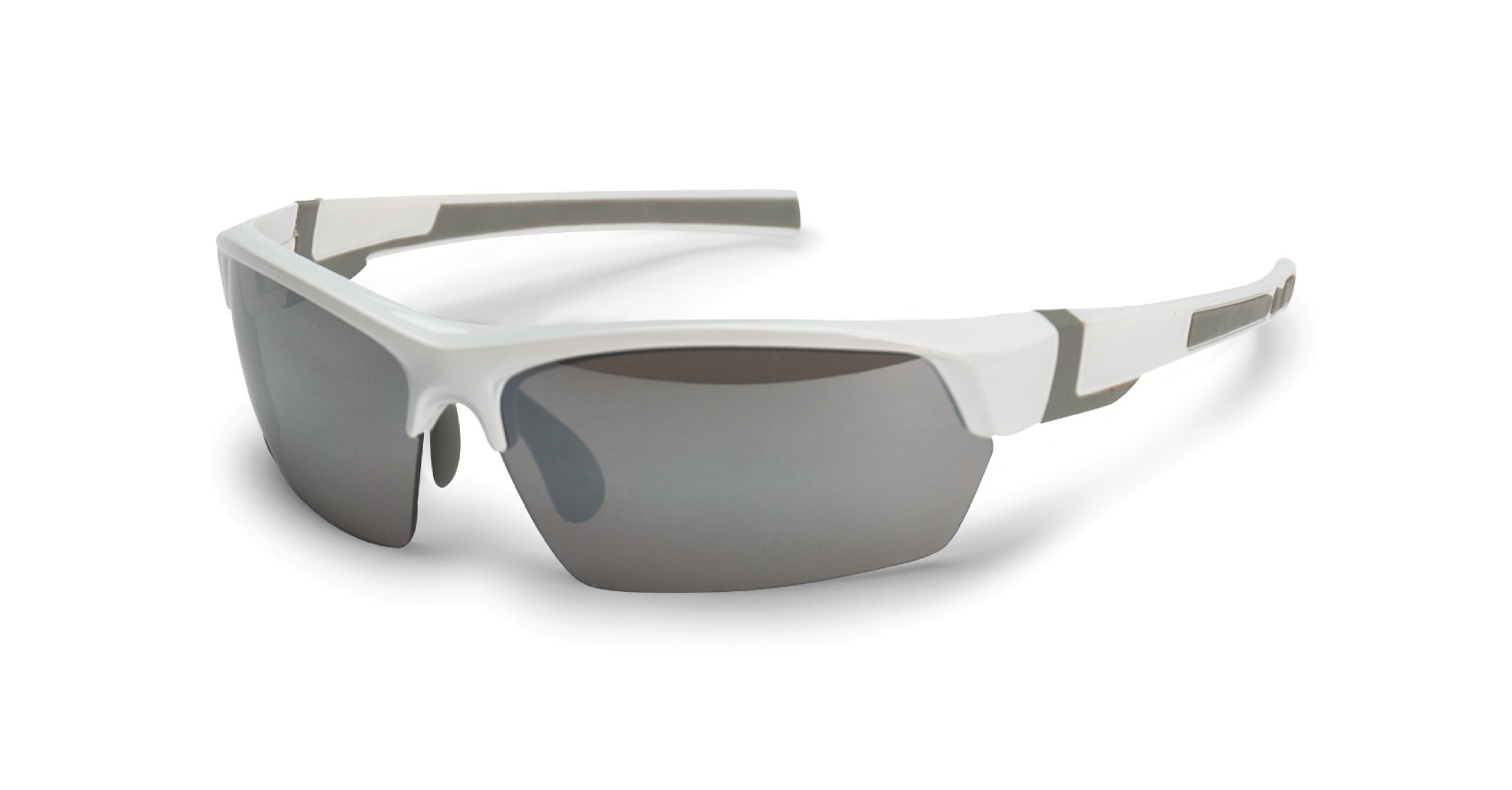 Protective glasses featuring frosty white frames.