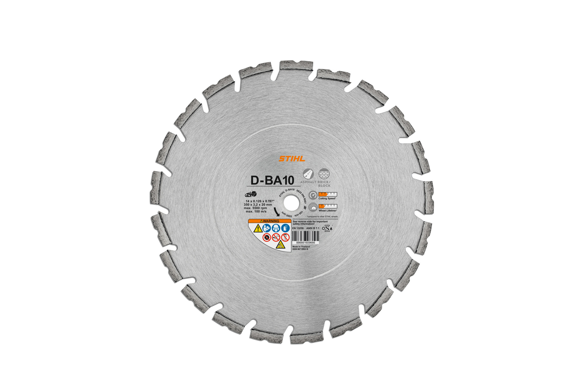 D-BA10 diamond cutting wheel,14" diameter: For asphalt, fresh concrete, concrete, sandstone and brick