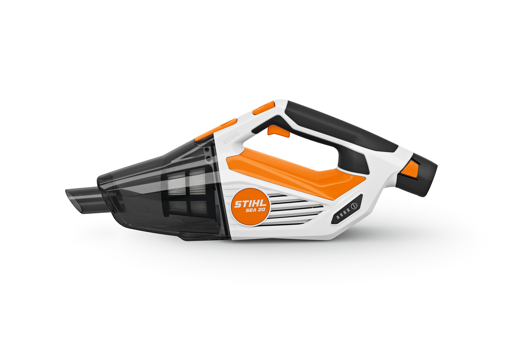 As part of the versatile AS System, the battery-powered SEA 20 handheld vacuum brings the power of STIHL into the home.