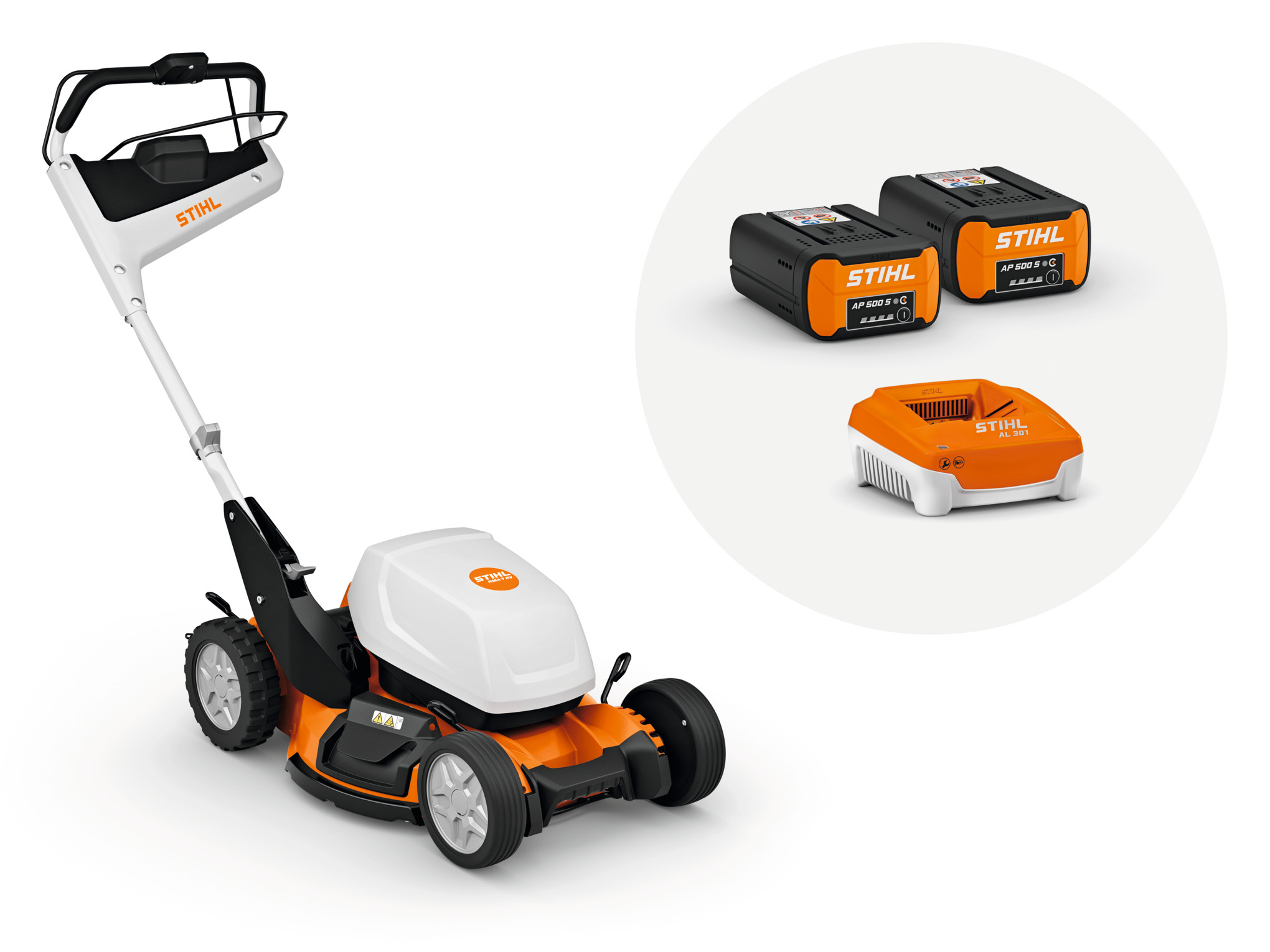 Pro-level efficiency, durable construction, and up to 2 hours & 30 minutes of runtime make the RMA 7 RV built for serious mulching and discharge work.