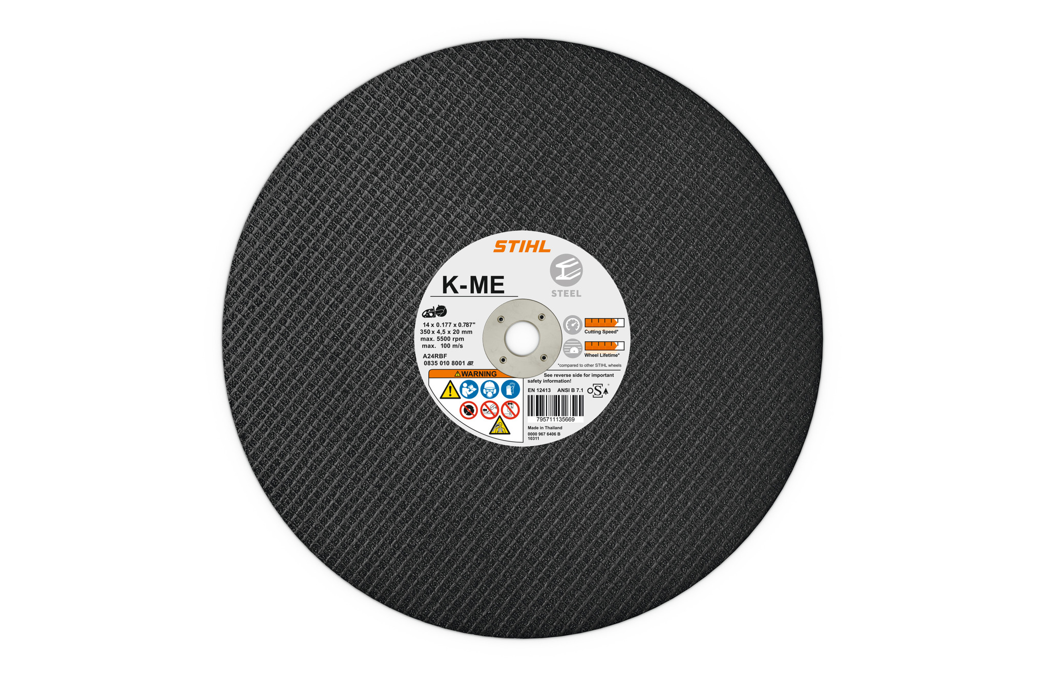 K-ME resin cutting wheel, 16" diameter: for structural steel such as metal profile and steel beams
