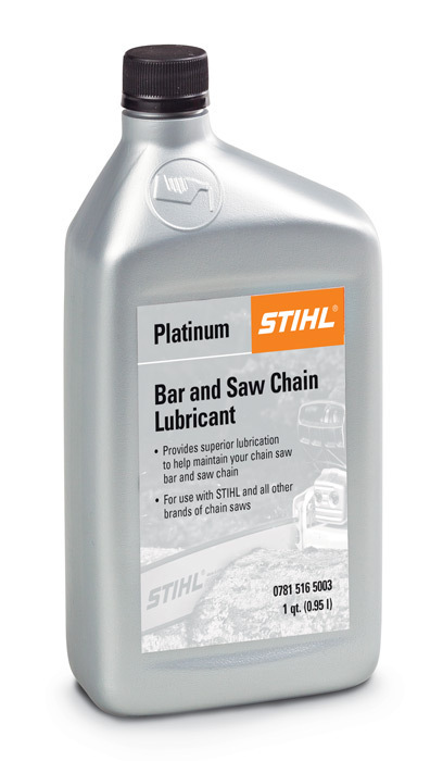 A bar and chain oil formulated to adhere and reduce wear to the chainsaw's bar and chain.