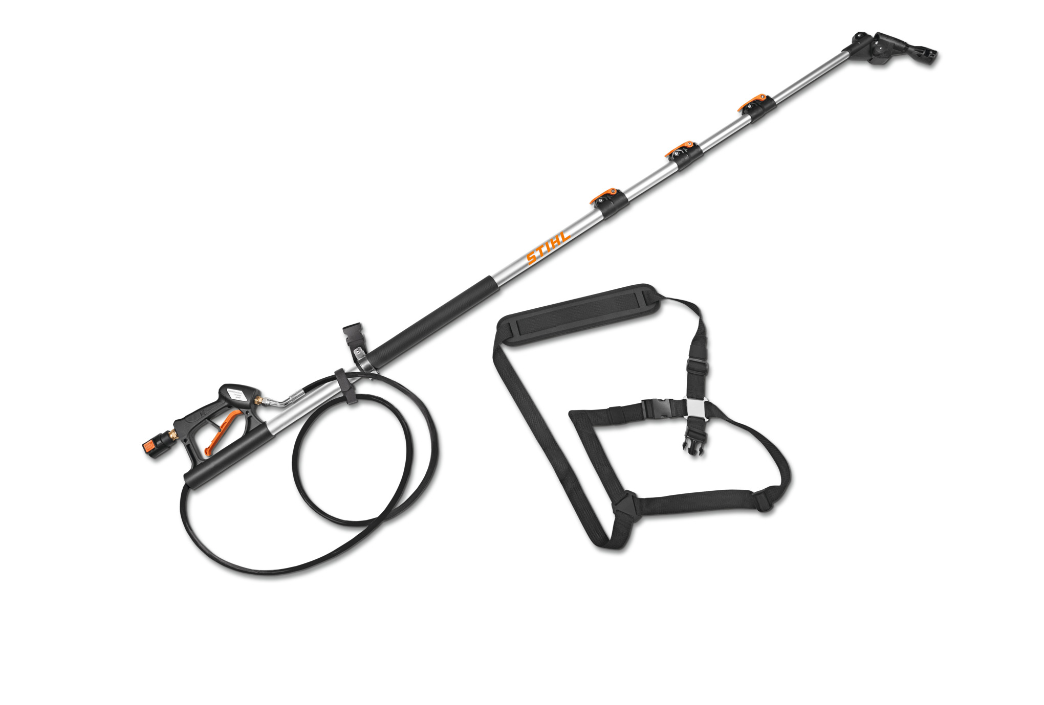 Telescopic lance: up to 4 m more reach when cleaning hard-to-reach surfaces