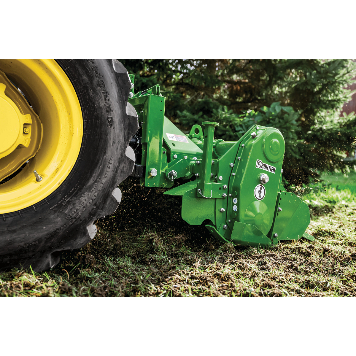 Close up view of the RT3049 Rotary Tiller in the field
