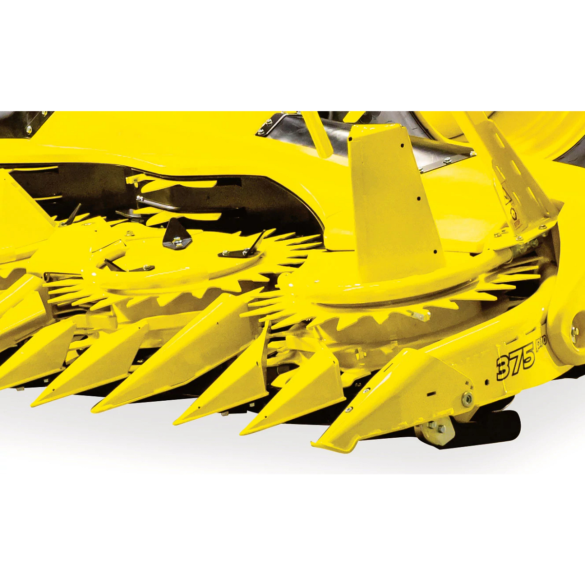 Close-up studio view of the front left corner of a 375Pro Rotary Crop Header