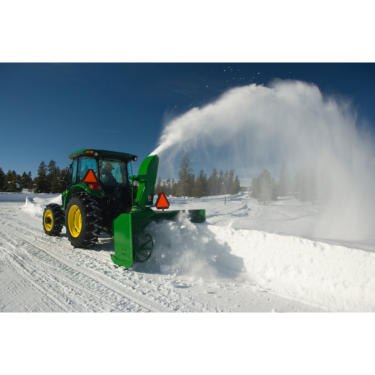 Blowing snow using a SB1388 Snowblower on 5426 Tractor