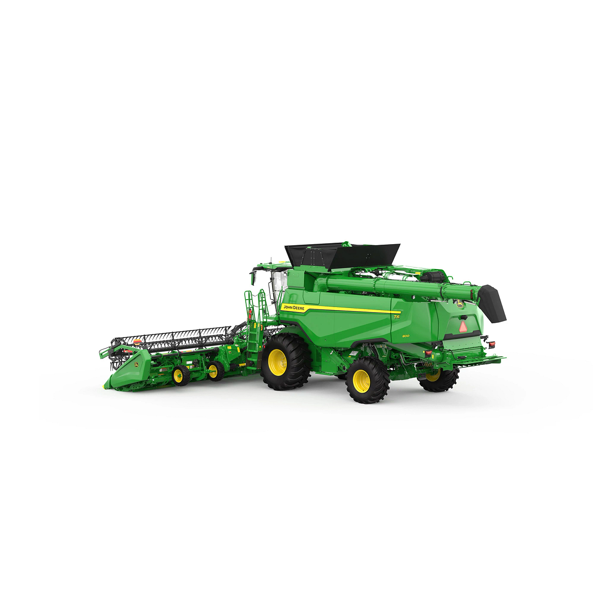 Rear left studio rendering of a T6 800 combine