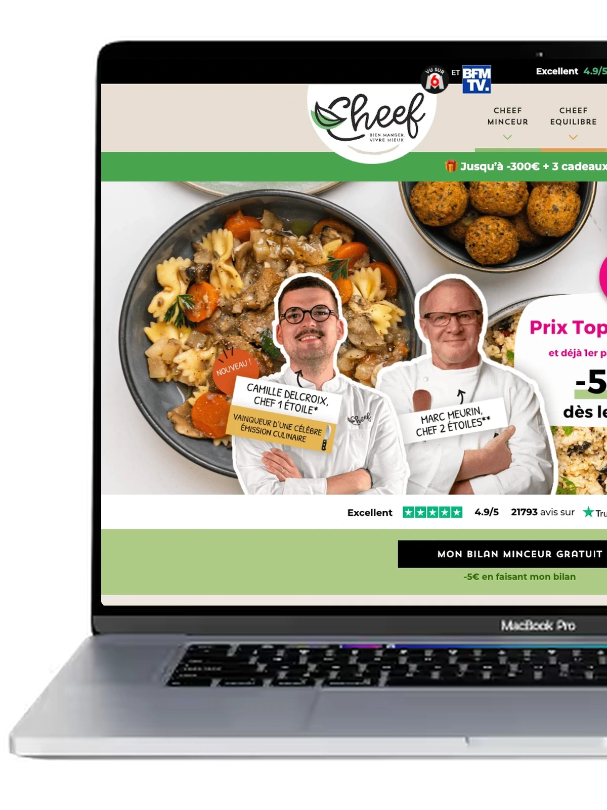 Site de Cheef affiché sur un ordinateur portable
