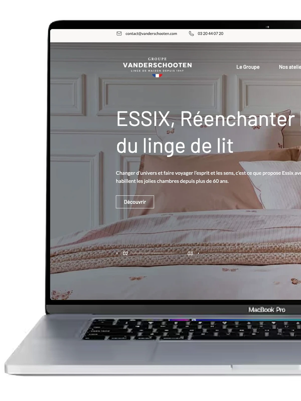 Site de Vanderschooten affiché sur un ordinateur portable