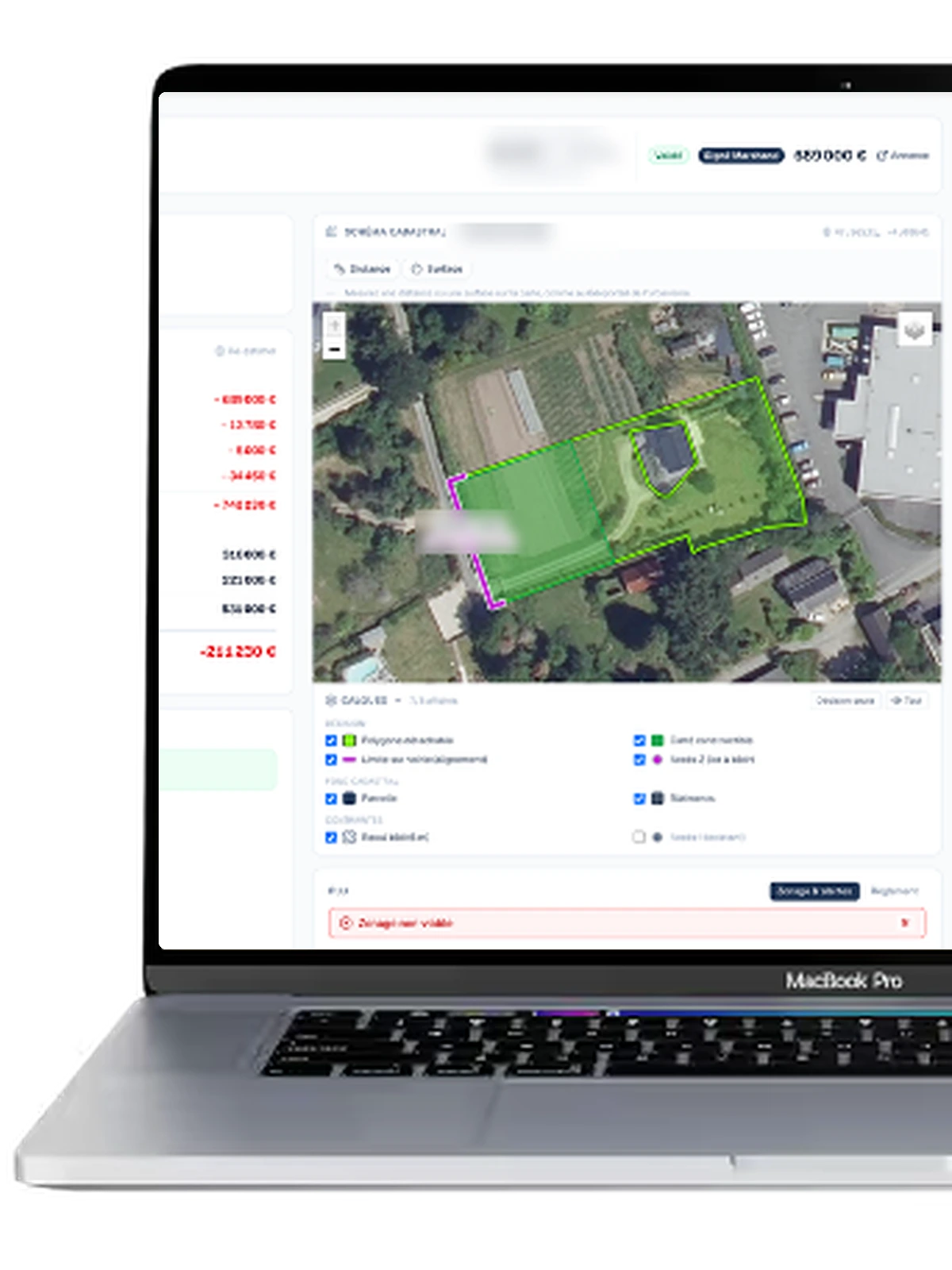 Interface de l'outil TerrAccess affichée sur un ordinateur portable