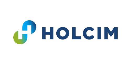 Holcim company logo with stylized blue and green elements and the name Holcim in blue text.