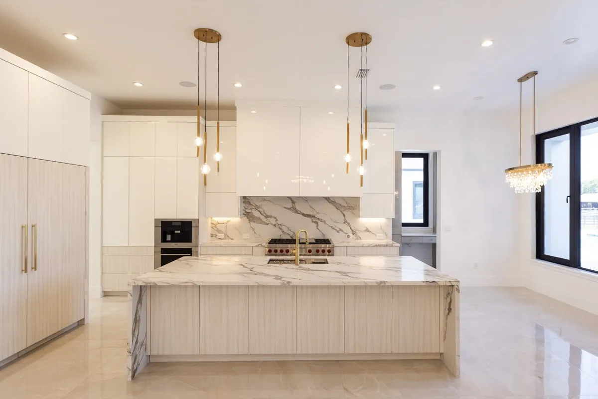 Professional installation of custom kitchen cabinets in progress