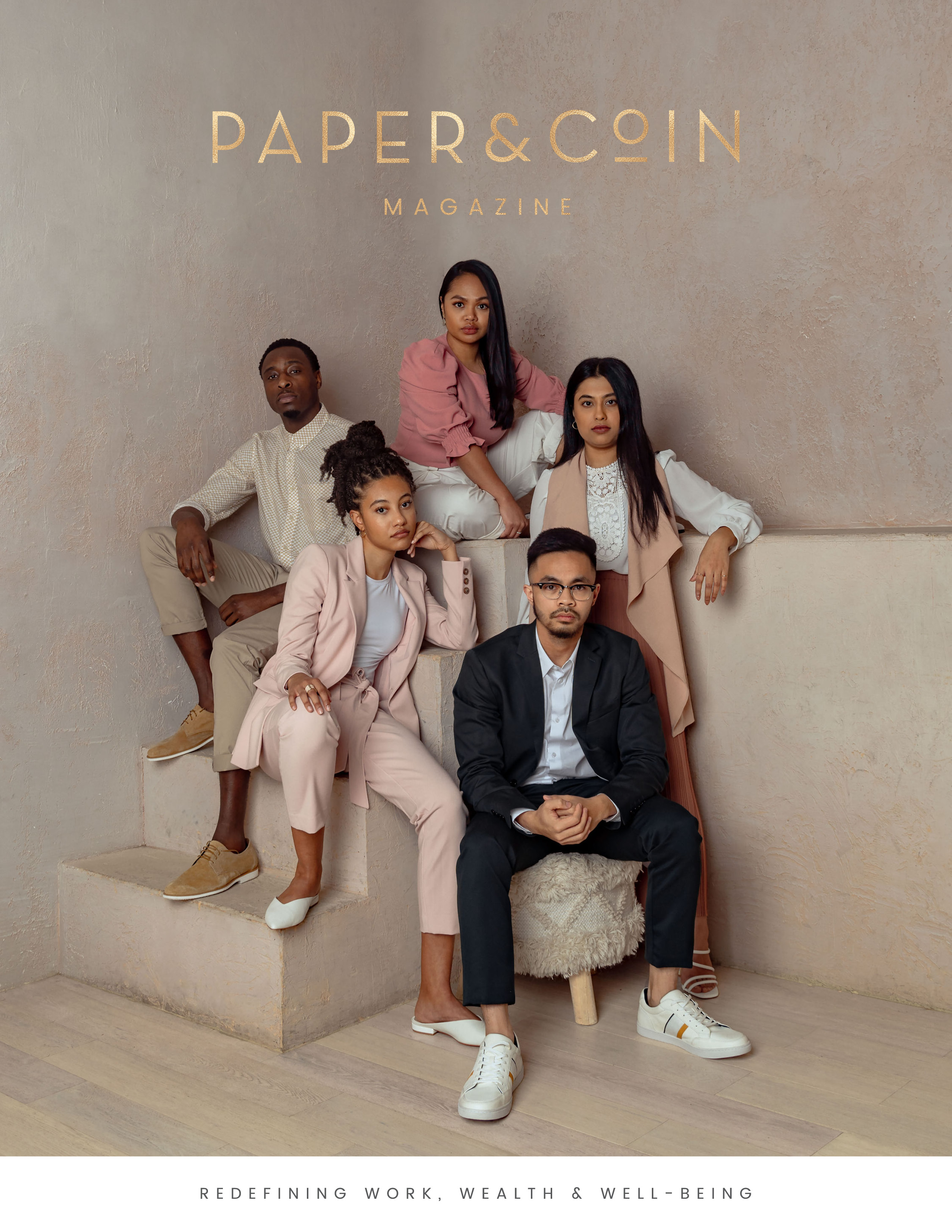 In studio magazine cover photography shoot group of designers