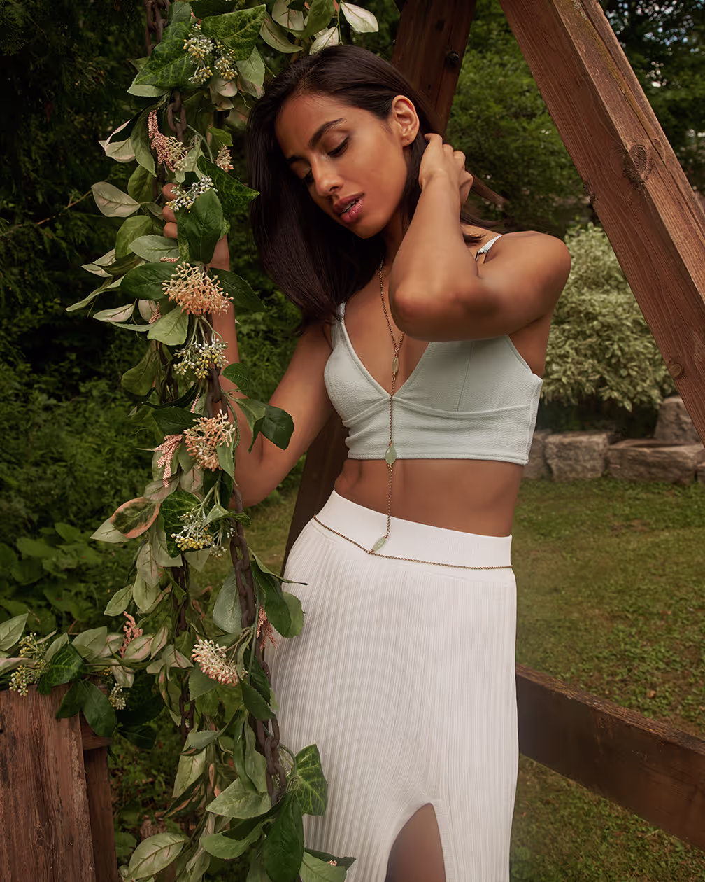 Gorgeous outdoor natural light photographs of female model for jewellry brand