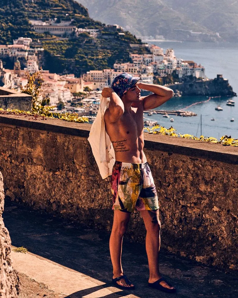 Lifestyle photography of male model in italy