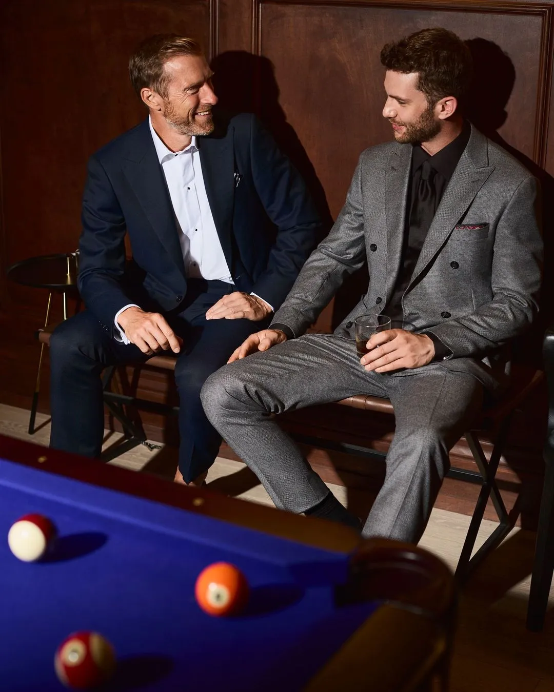 Two men luxury attire strobe photography