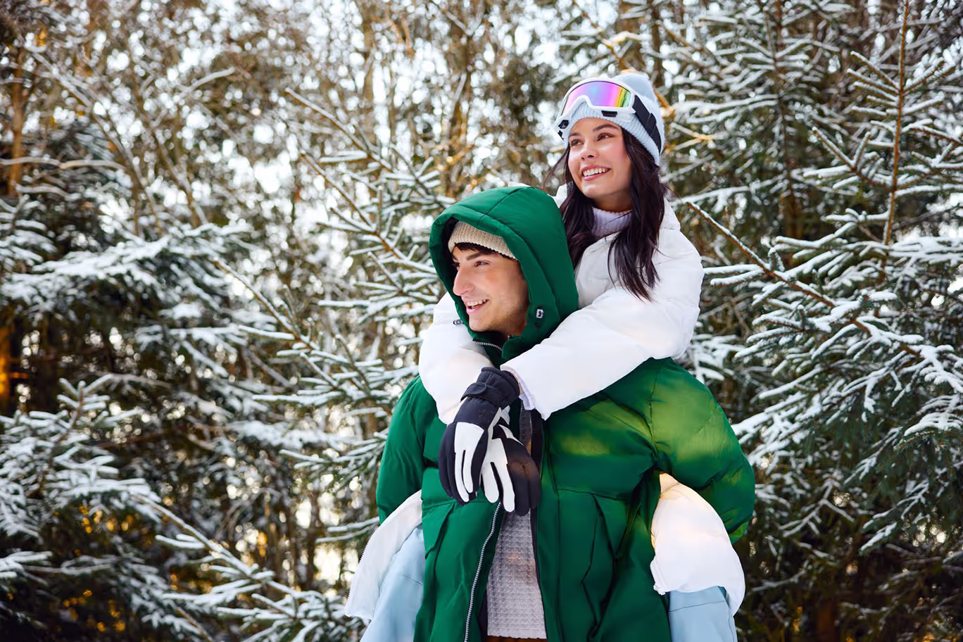 outdoor winter photography of couple shot for fashion brand