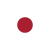Japan flag with a red circle centered on a white background.