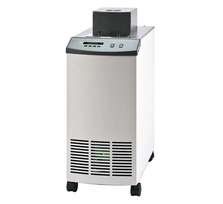 Compact laboratory water bath with digital control panel and ventilation grilles on the front.