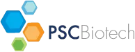 PSC Biotech logo with colorful hexagons in blue, orange, and green on the left.