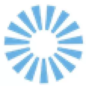 Blue circular loading spinner with radial bars.