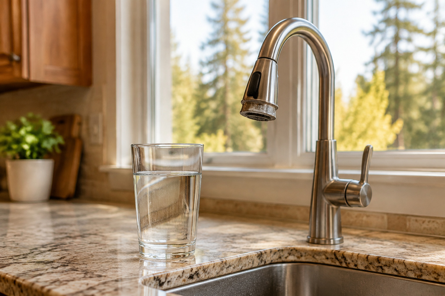 Hard water in a Nevada County home, treated by Principled Plumbing