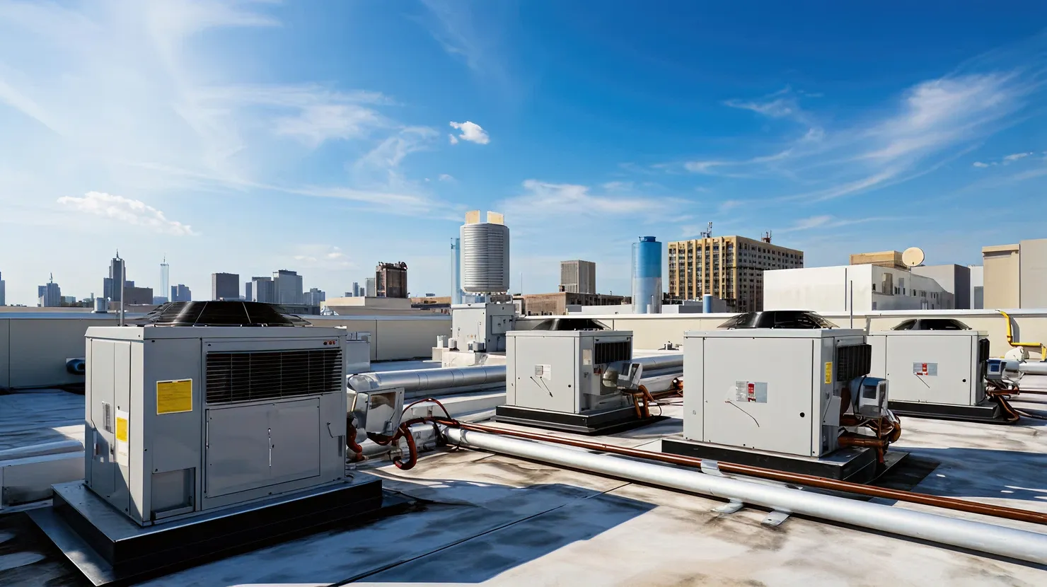Commercial rooftop HVAC systems serving a North Texas property