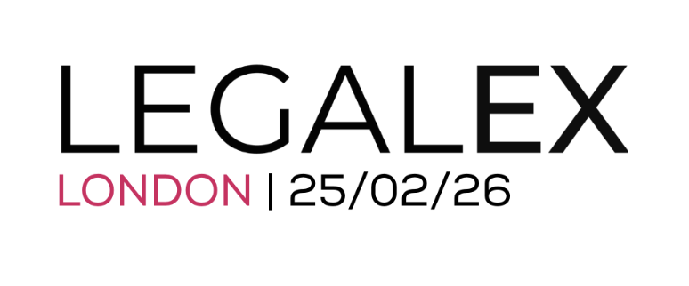 Text reading 'LEGALEX' with 'LONDON | 25/02/26' below, indicating an event or conference.