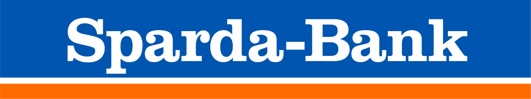 Sparda-Bank white text logo with an orange stripe at the bottom.