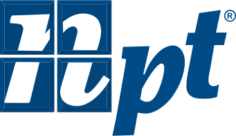 NPT logo with lowercase letters 'n' and 'p' followed by 't' in blue.