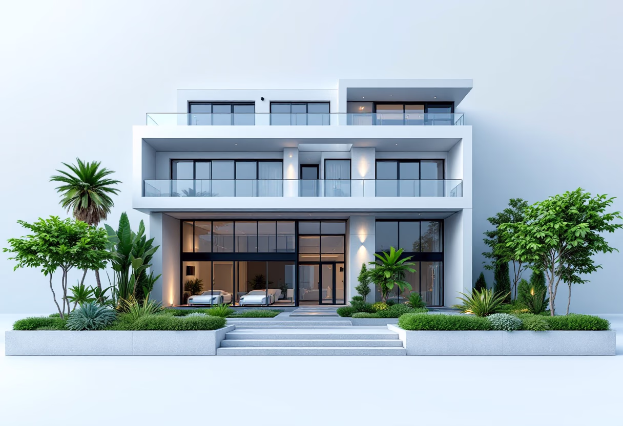 image of a modern luxury apartment exterior