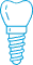 Blue spiral screw with a flat head viewed from the side.