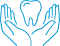 Two blue hands cupping a heart shape above them.