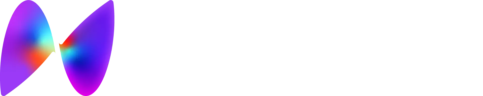 Abstract symmetrical shape with vibrant colors blending purple, blue, red, and yellow on a transparent background.