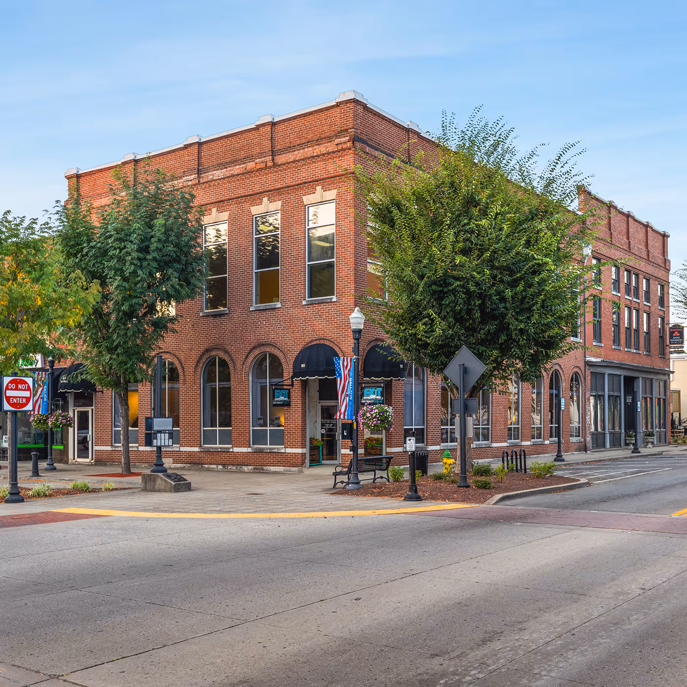 An isometric image of 101 Public Square from the street corner.