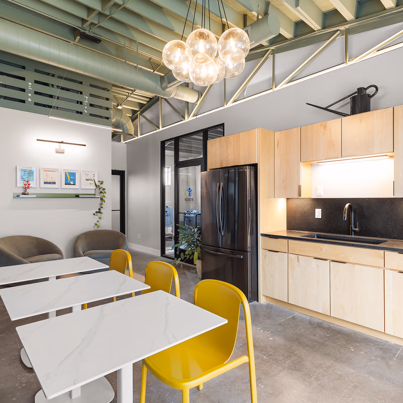Shared kitchen and lounge area at Sideyard Gallatin