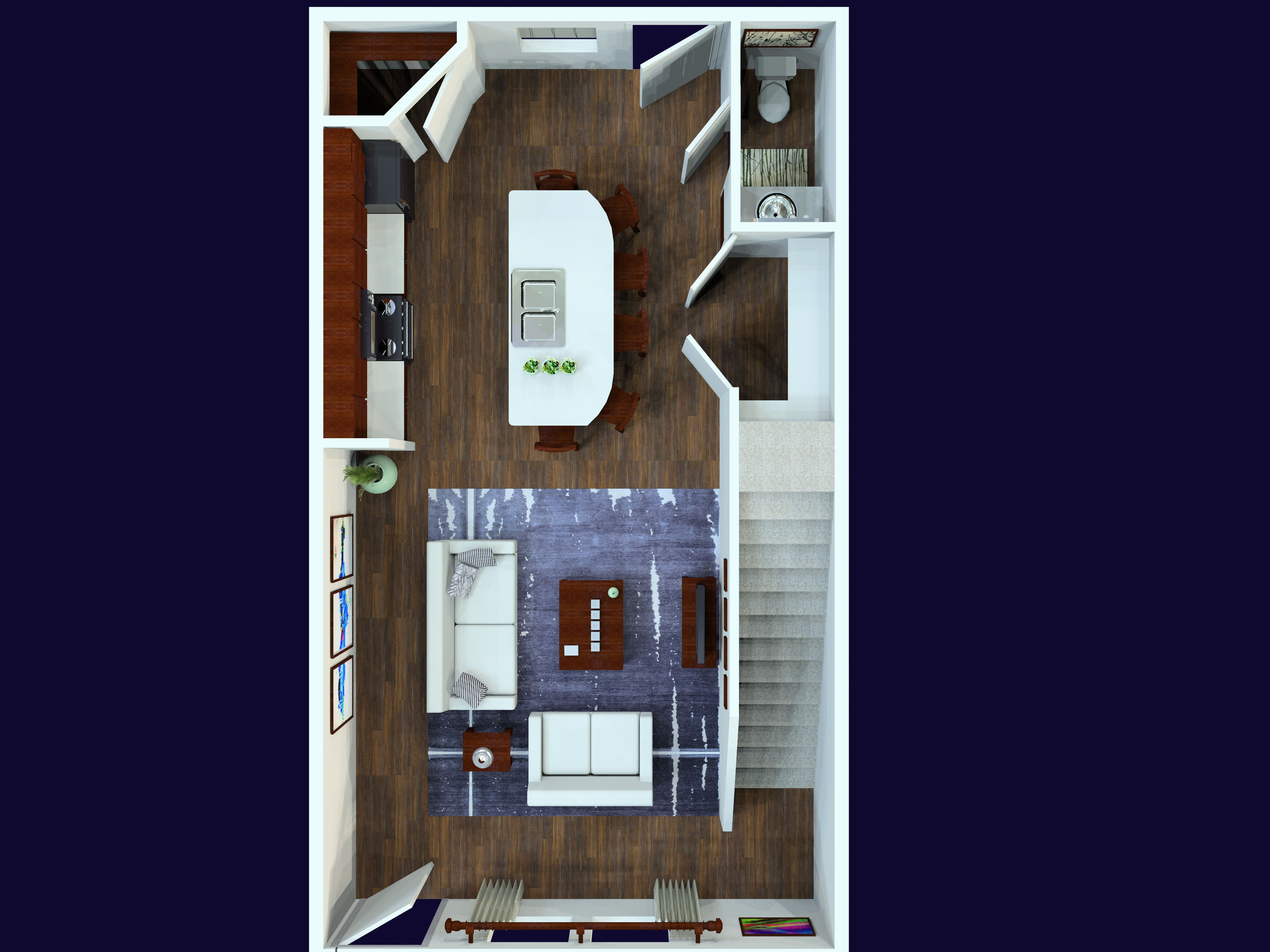 3 Bedroom 3.5 Bath TownHouse first floor plan layout