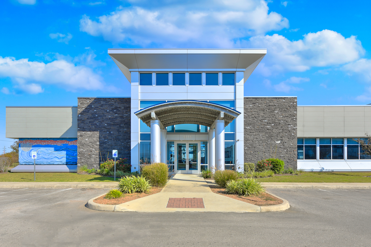 Exterior view of apartment building