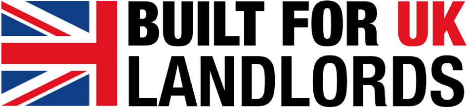 British flag icon followed by bold text reading 'BUILT FOR UK LANDLORDS' with 'UK' in red.