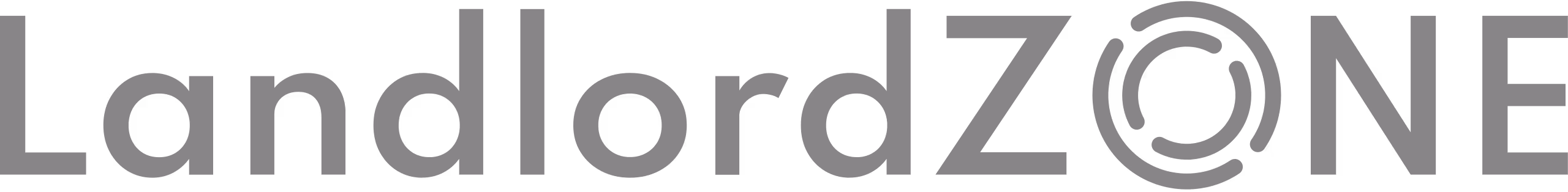 Text logo reading LandlordZONE with stylized letter O incorporating a circular design.