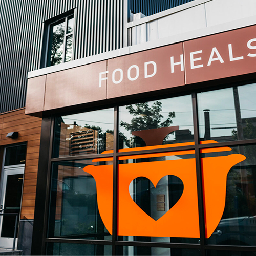 Front window of the Community Servings building