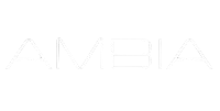 AMBIA text logo in white on black background.