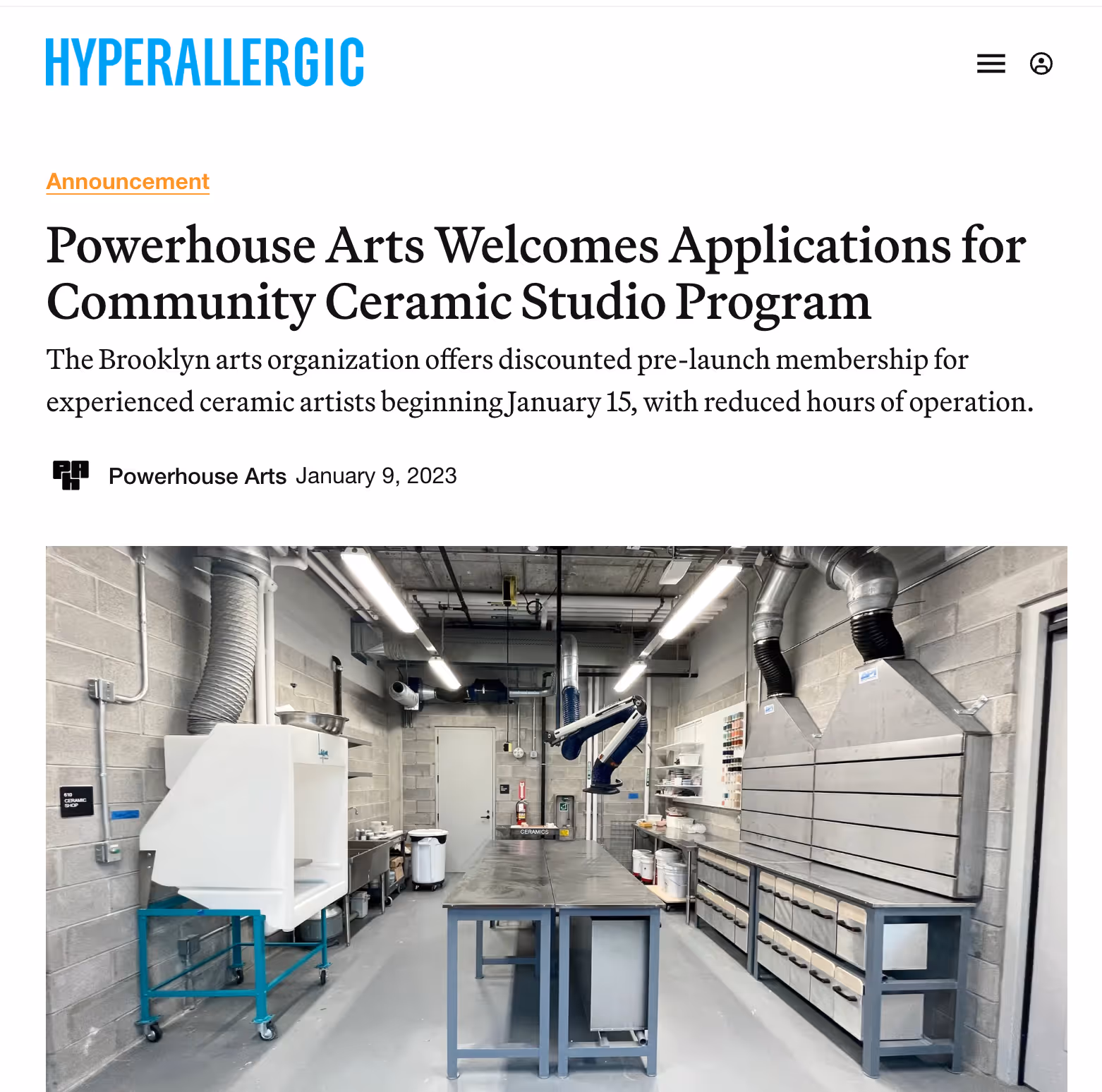 Powerhouse Arts Welcomes Applications for Community Ceramic Studio Program