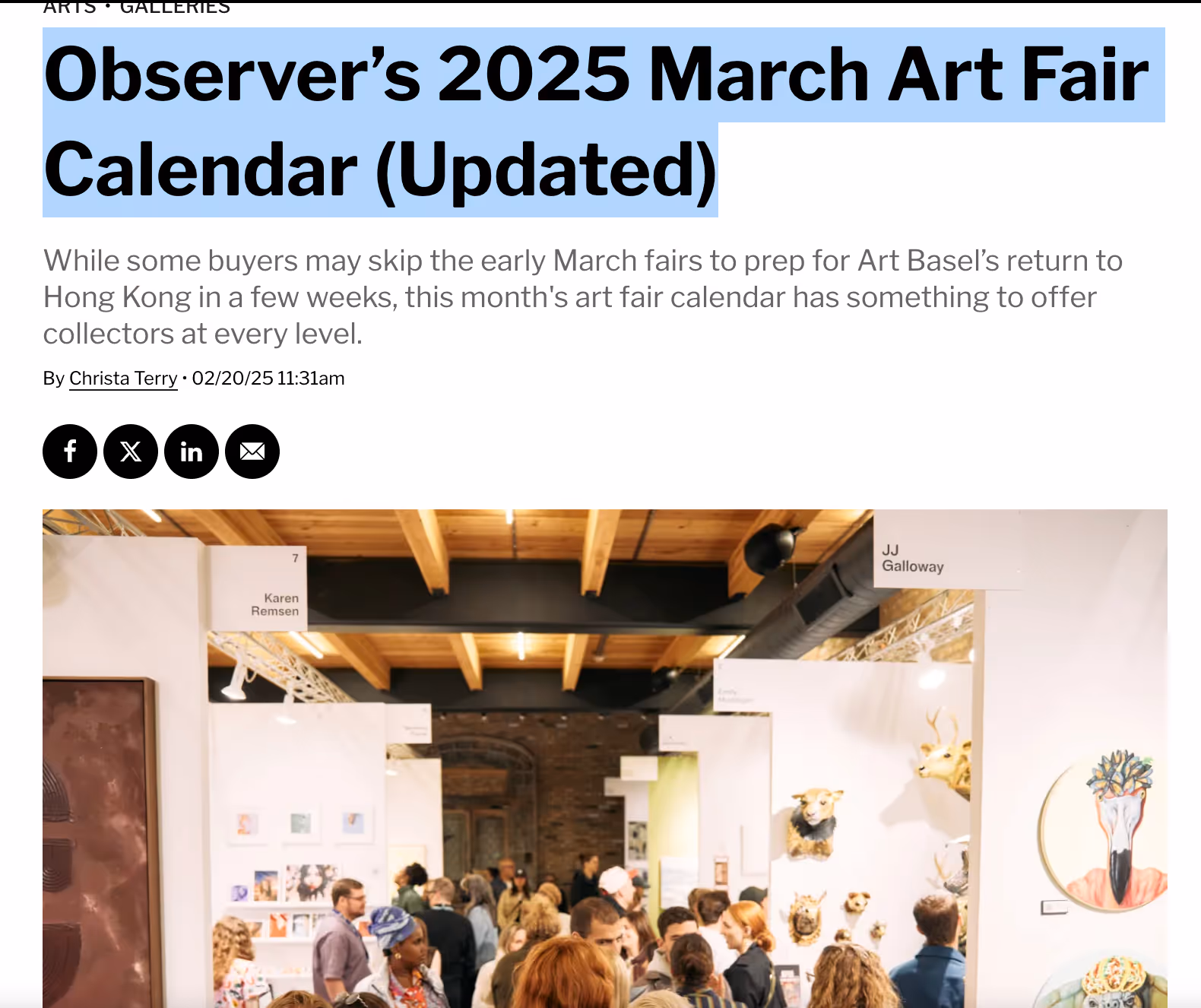 Observer’s 2025 March Art Fair Calendar