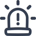 Icon of a siren light with an exclamation mark inside, indicating an alert or warning.