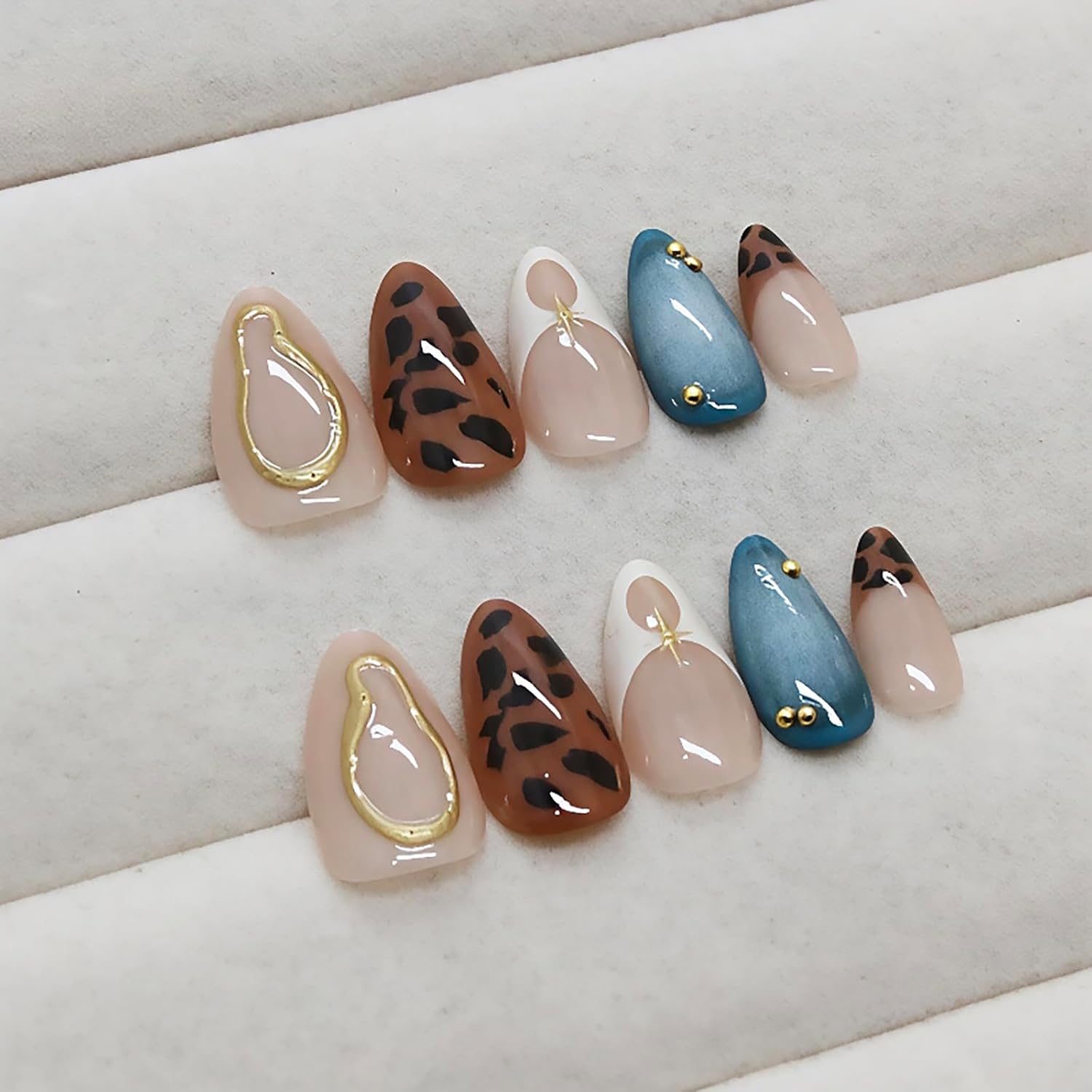 Almond Leopard French Press-On Nails