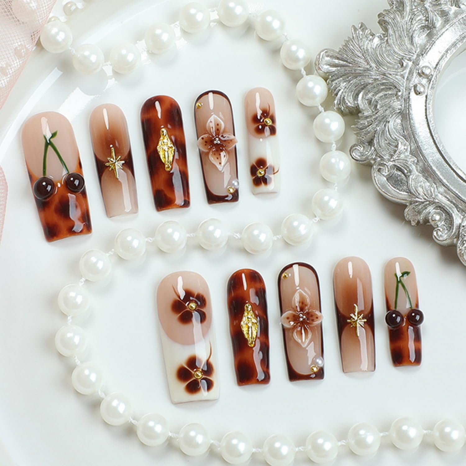 Brown French Tip Press-On Nails