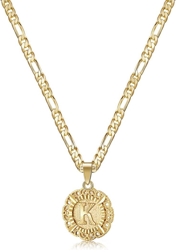 KissYan 14K Gold Initial Necklace