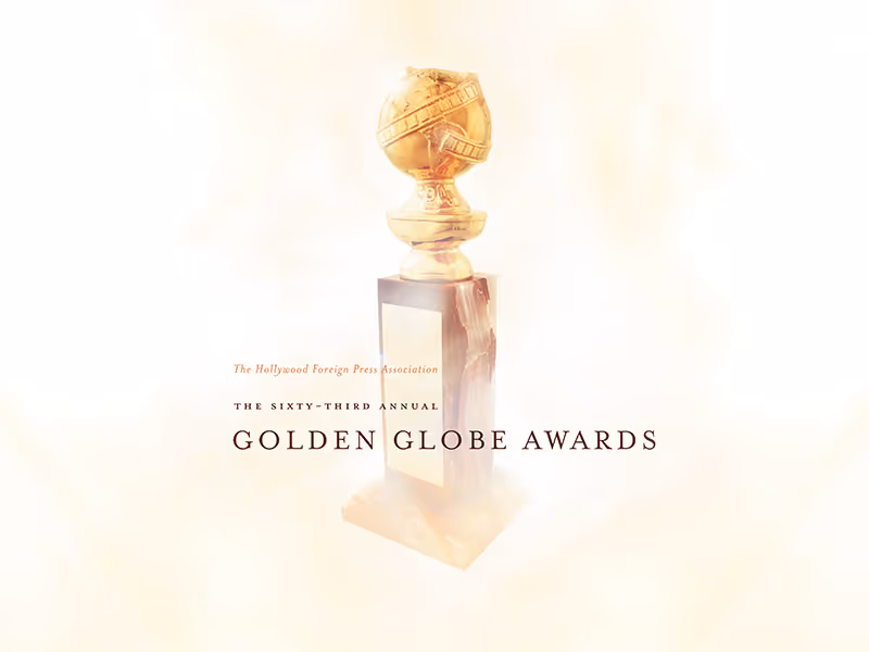 Golden Globe Award trophy with text 