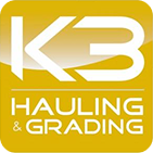 K3 Hauling & Grading company logo with white text on a gold background.